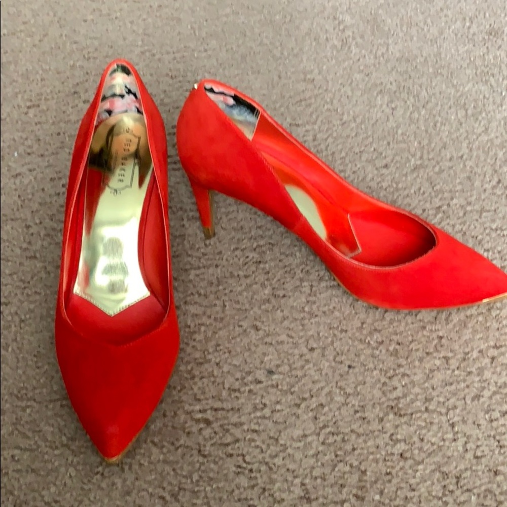 COPY - Ted Baker Red Pumps with gold like lining